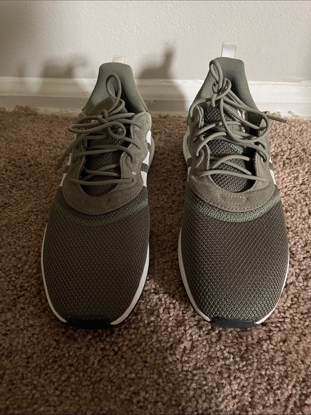 adidas Originals Men's Olive Green Knit Sneakers